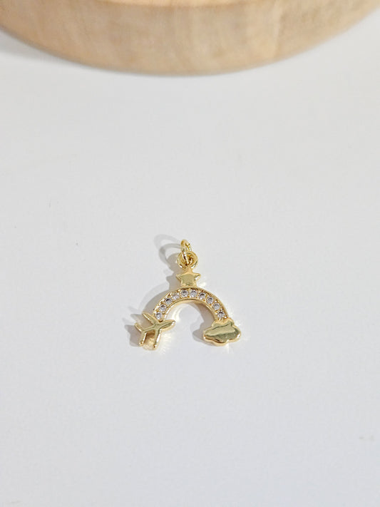 Arcoiris con nube y avión