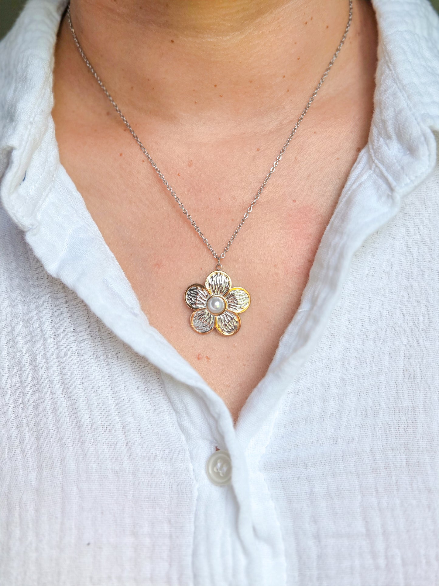 Cadena flor dos tonos