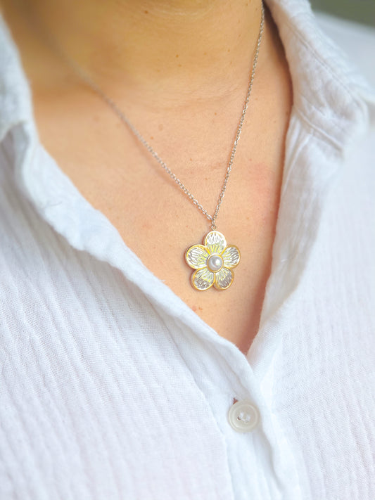 Cadena flor dos tonos