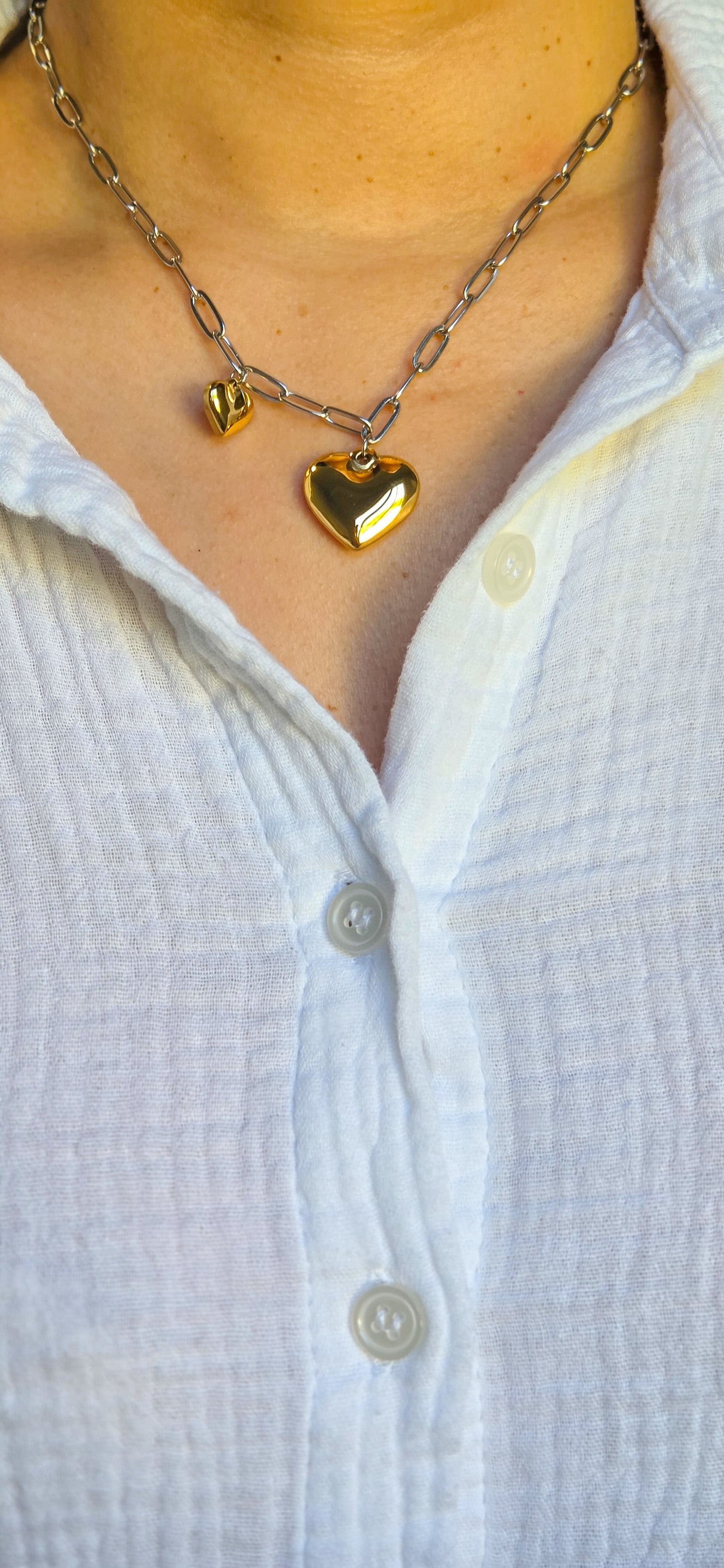 Cadena corazón dos tonos