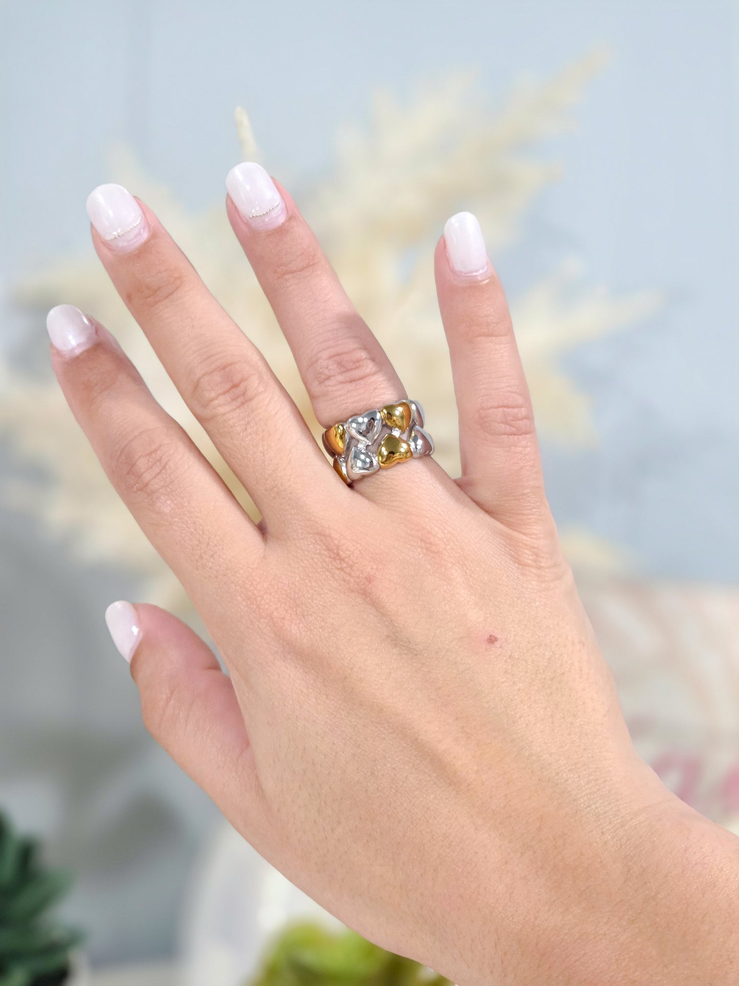 Sortija corazón dos tonos