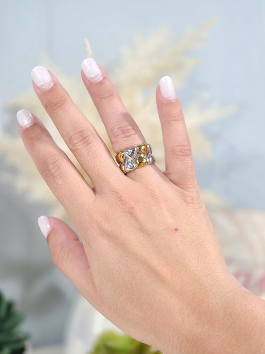 Sortija corazón dos tonos