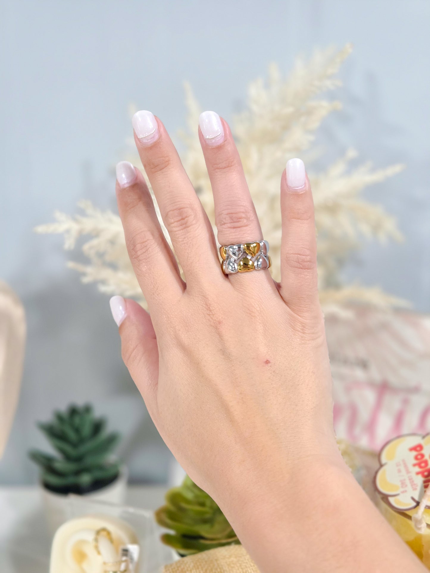 Sortija corazón dos tonos