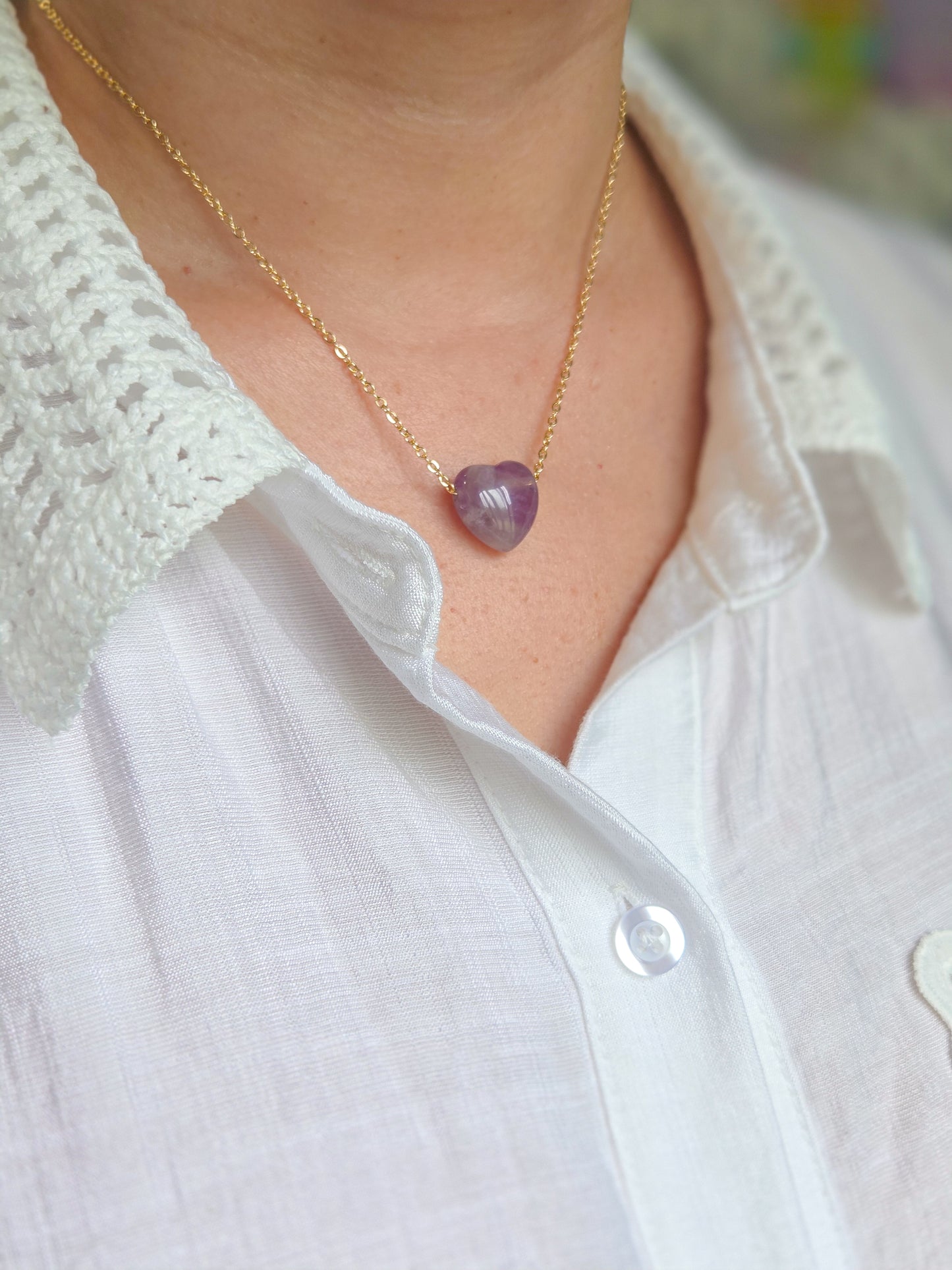 Cadena corazón en piedra