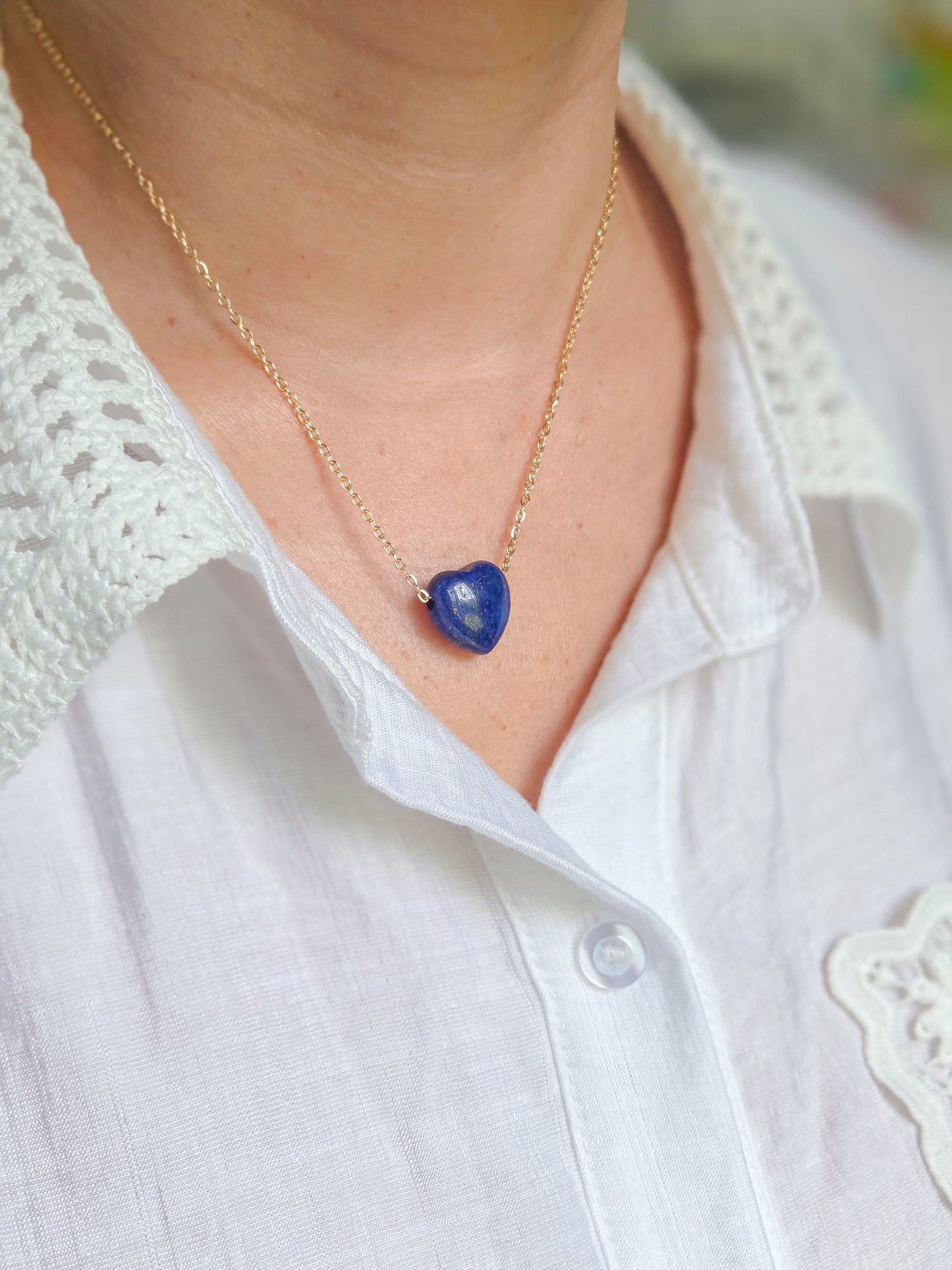 Cadena corazón en piedra