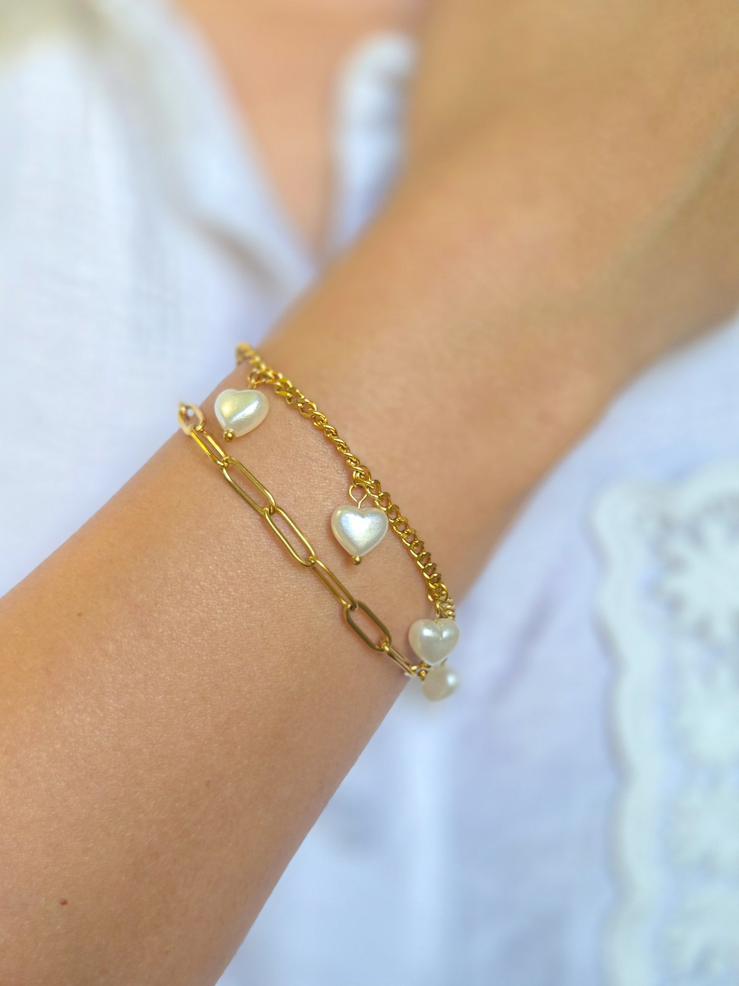 Pulsera corazón en perlas