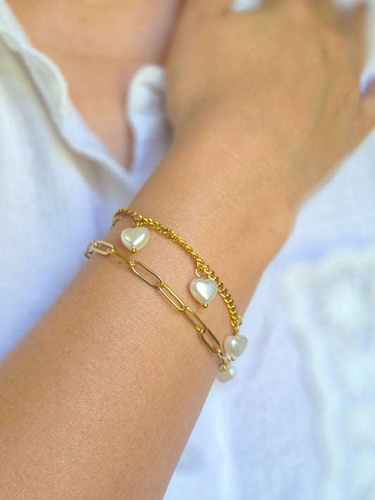 Pulsera corazón en perlas