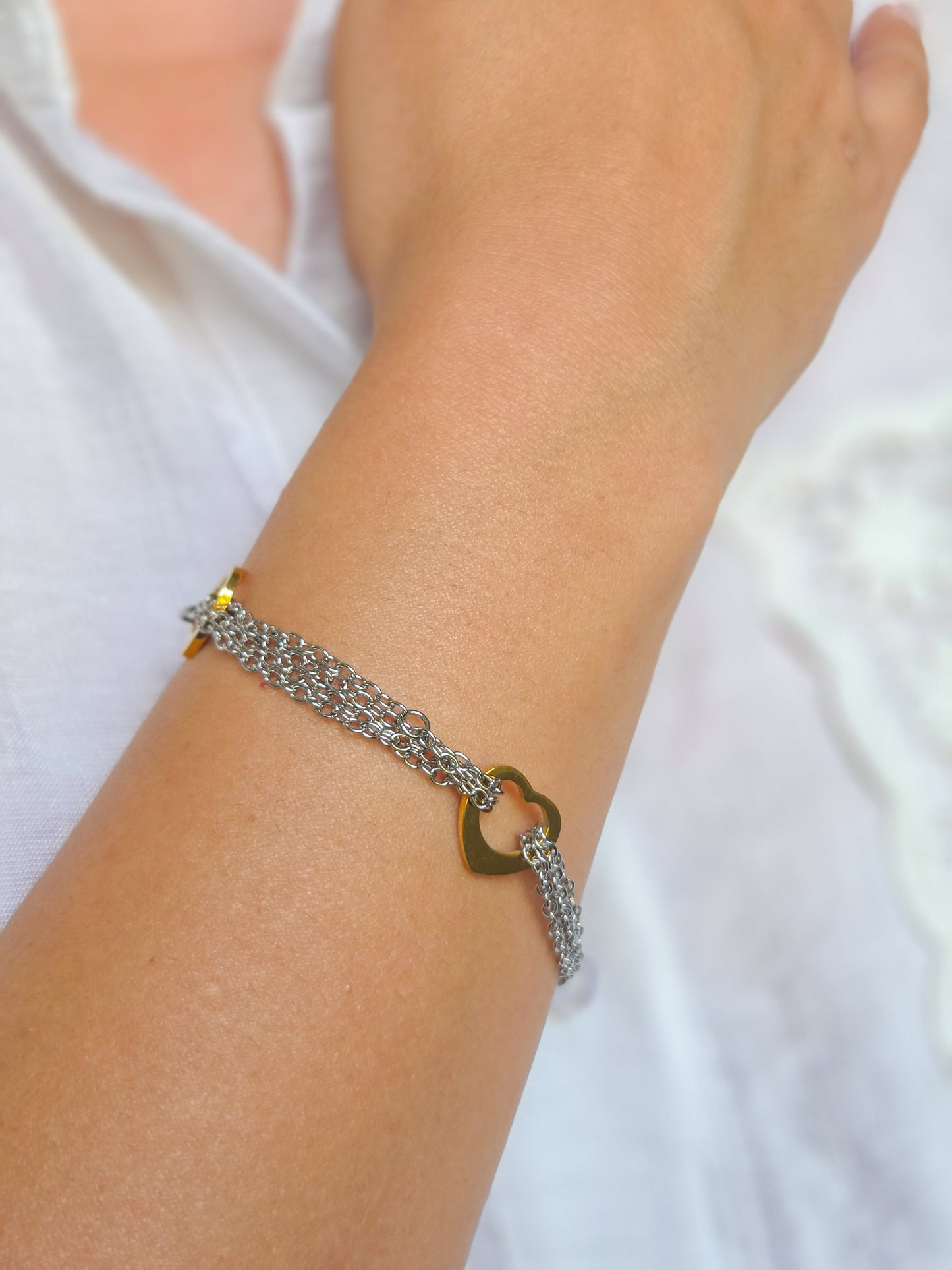 Pulsera corazón dos tonos