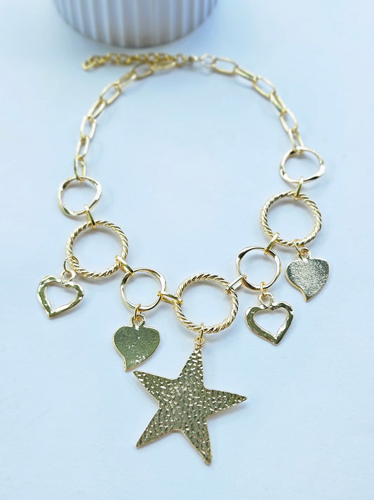 Cadena estrellas y corazones