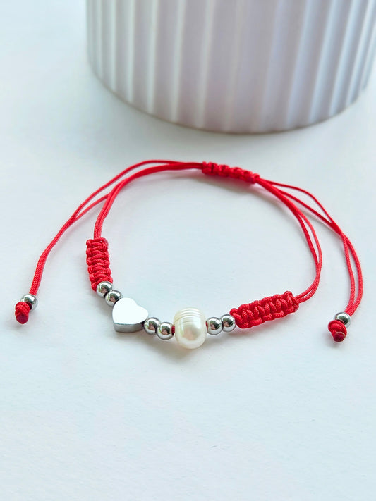 Pulsera corazón y perla